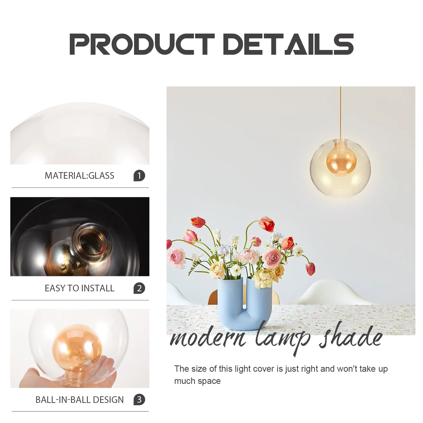 120Mm Glass Lamp Shade G9 Socket Frosted Finish Simple Hanging Light Shade Cover Modern Ceiling Pendant Lamp Replacement
