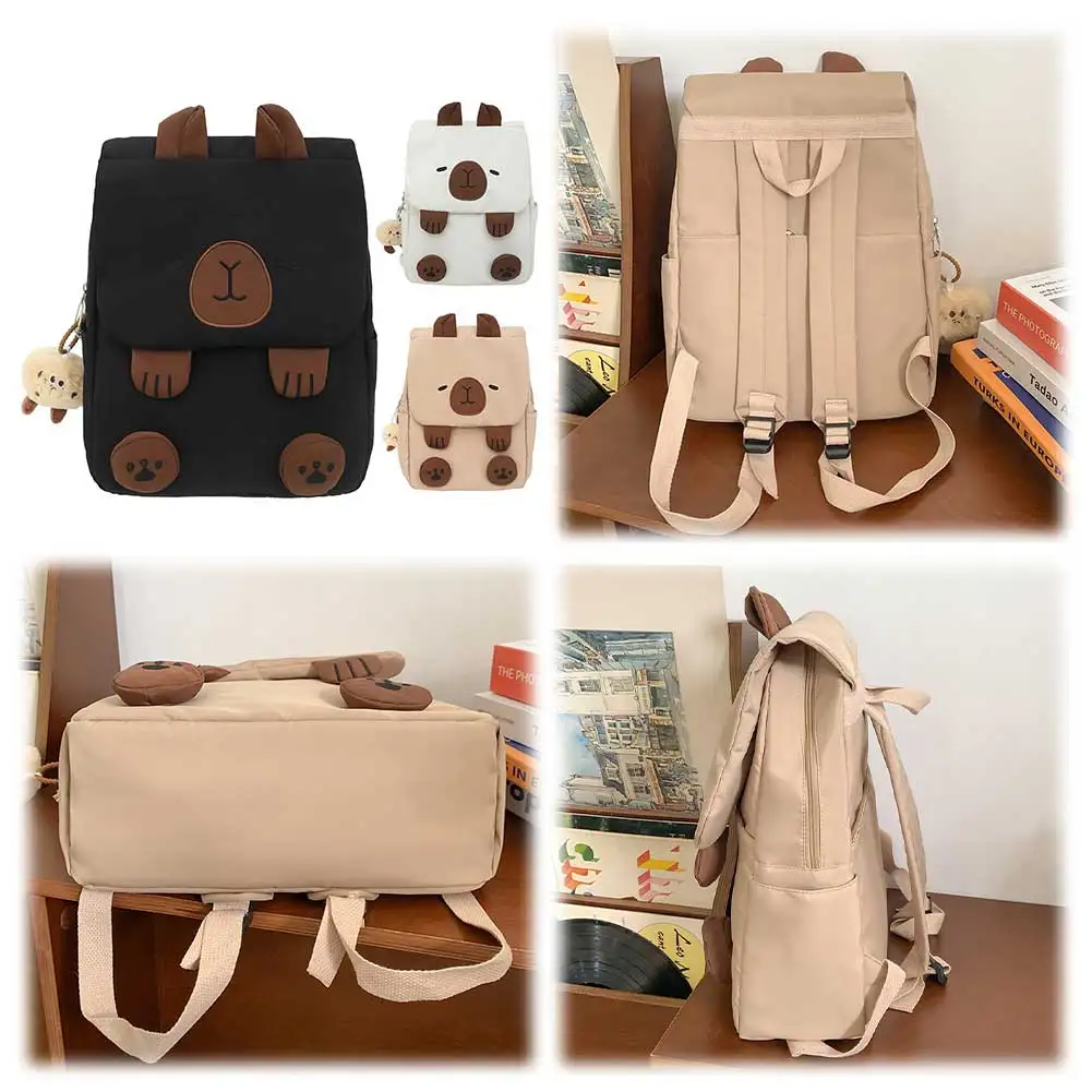 Adjustable Straps Capybara School Bag Women Backpack with Zipper Closure Rucksack Travel Bag Gifts for Capybara Lovers
