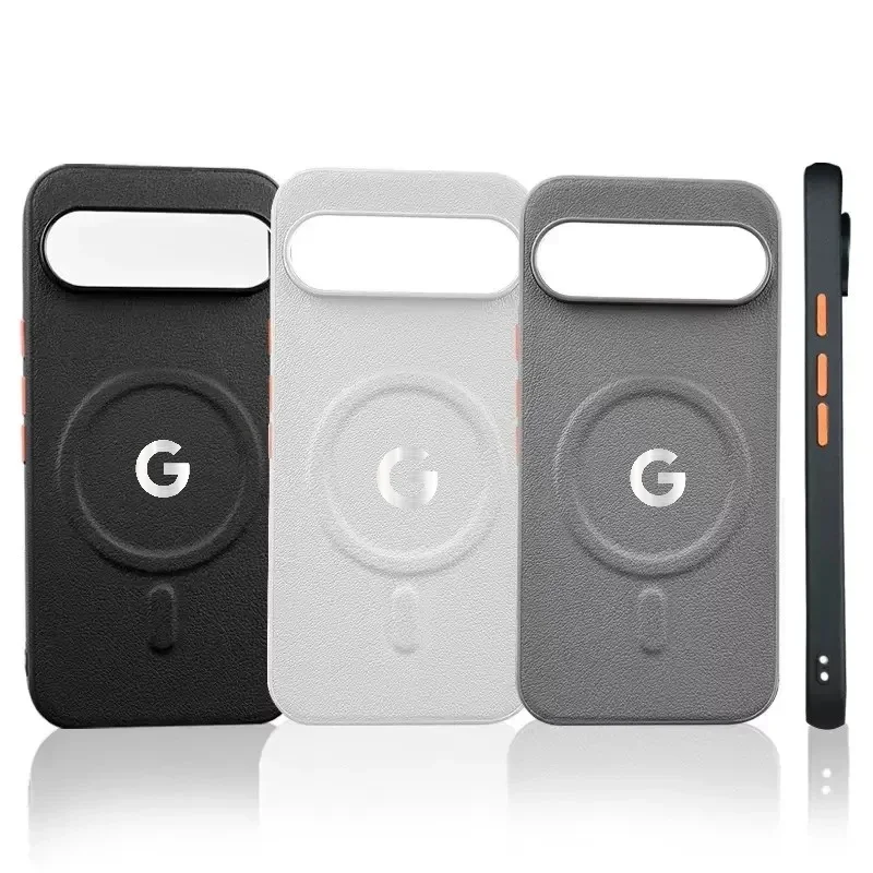 

Роскошный деловой кожаный чехол с беспроводной зарядкой для Google Pixel 10 9 A Pro XL, защитная задняя крышка из сплава с кнопкой от падения