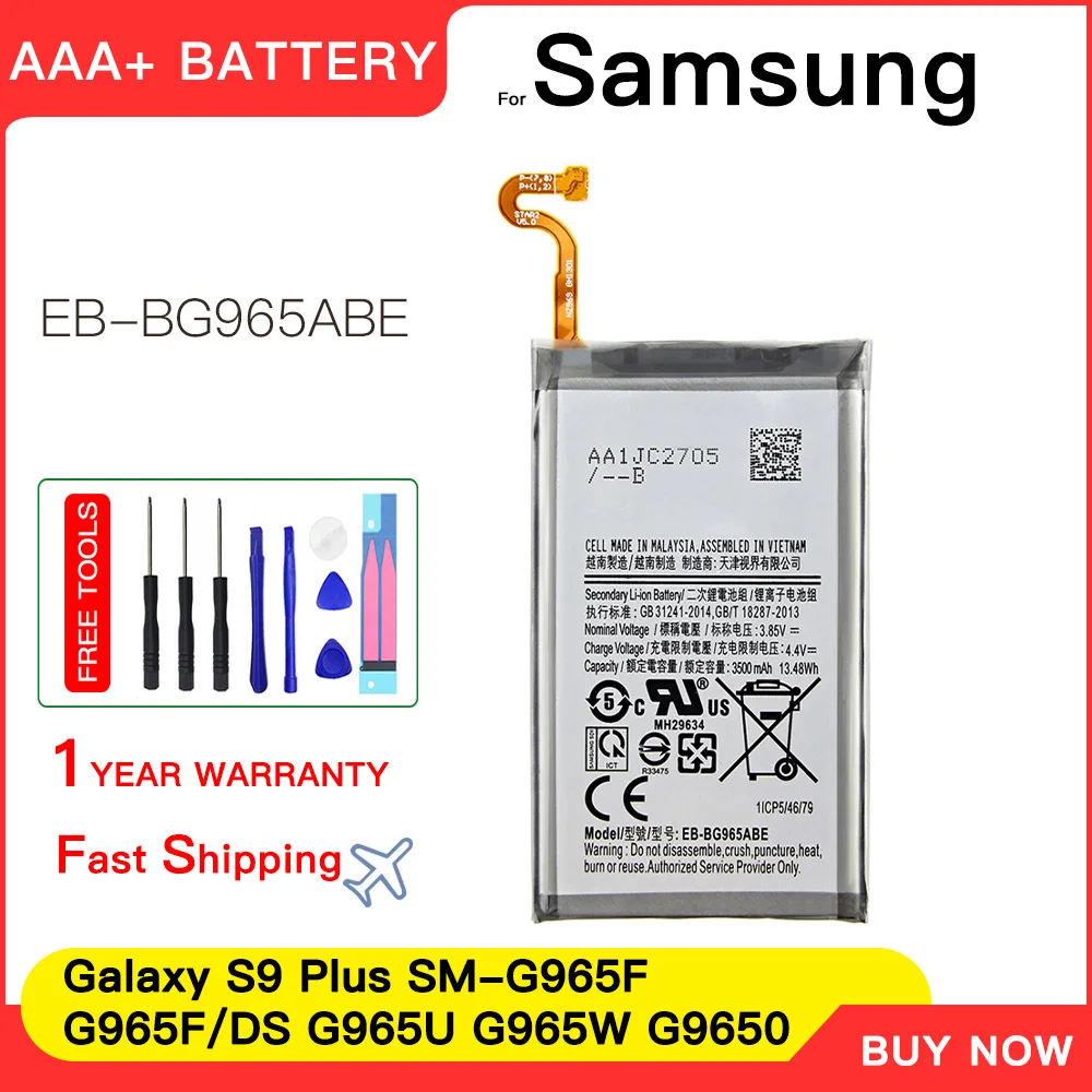 Genuine Replacement Battery For Samsung GALAXY S9 Plus S9Plus G9650 S9+ G965F EB-BG965ABE 3500mAh +Tools