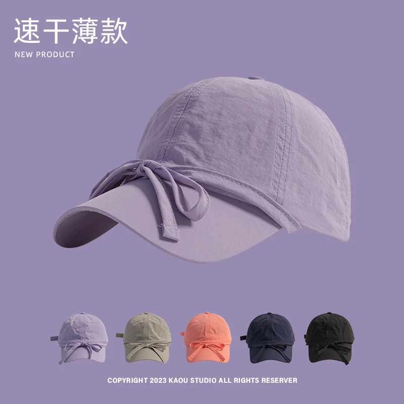 

Bow Korean Peaked Cap Women's Simple Summer Thin Quick-Drying Baseball Cap