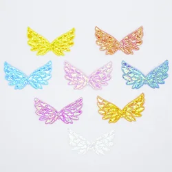 60Pcs 5cm Glitter AB Colors Angel Wing Appliques Single Side Iridescent Fairy Wing Patches for Crafts Headwear Bowknot Decor