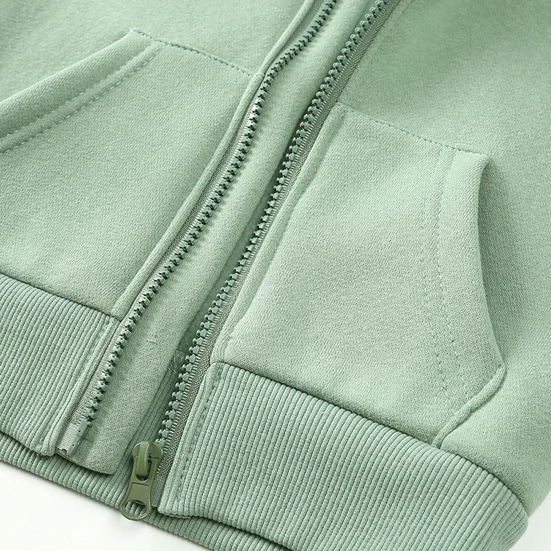 Kinder Fleece-Kapuzenjacke Einfarbig Baumwolle Jungen Mädchen Warme Winterkleidung für Kleinkinder Dicke Oberbekleidung Koreanisches Sweatshirt – Detail 6