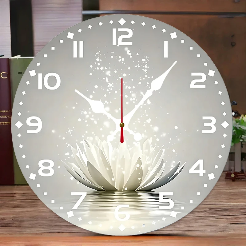 Horloge murale suspendue silencieuse ronde en bois magique gris, adaptée au salon, au bureau, une salle d'étude, une chambre à coucher ou une décoration de la maison