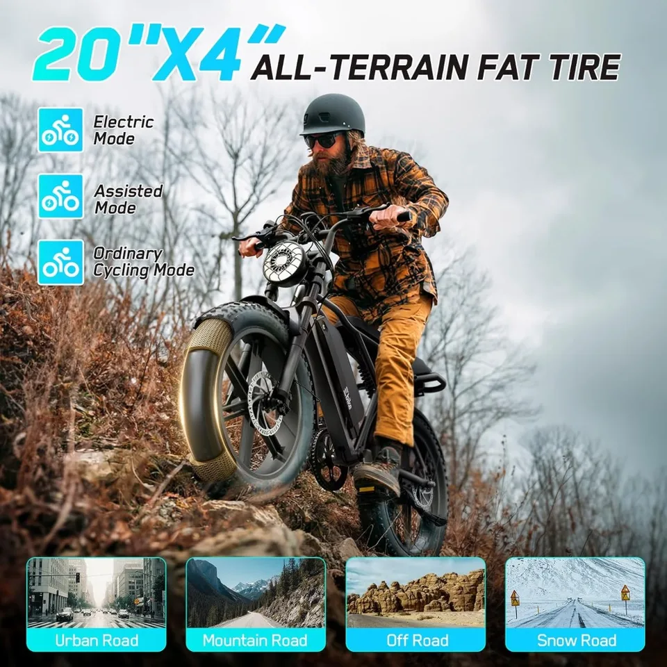 New Upgrade US Shipping Full Suspension Fat Tire Electric Bike for Adults 1500W Peak Motor 60 Miles Range 48V 15Ah Removable Bat image 5
