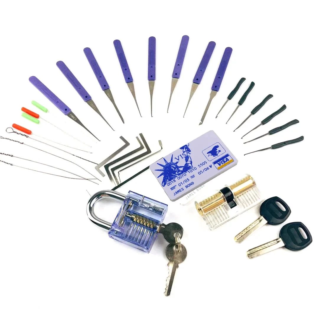 Locksmith Tools Transparent Lock and Tool Combination,Locksmith Learning Kit,2pcs Different Locks for Practice Picking