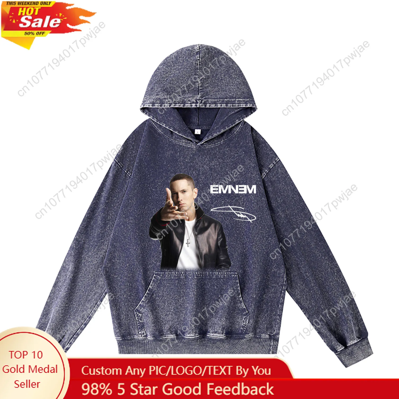 

Eminem Hip hop Singer Hoodie Hooded Sweatshirt Men Woman Vintage Pullover Sweatshirt With Pocket Oversized Customized Top