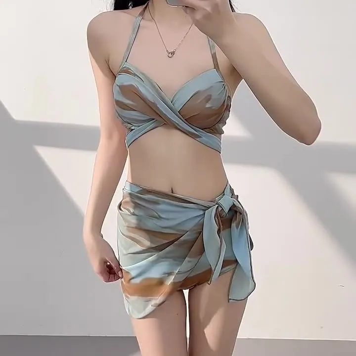 

New Fashionable Plus Size Multi Piece Set Split Swimsuit for Women Covering Belly Slimming Down Hot Spring Vacation Swimsuit