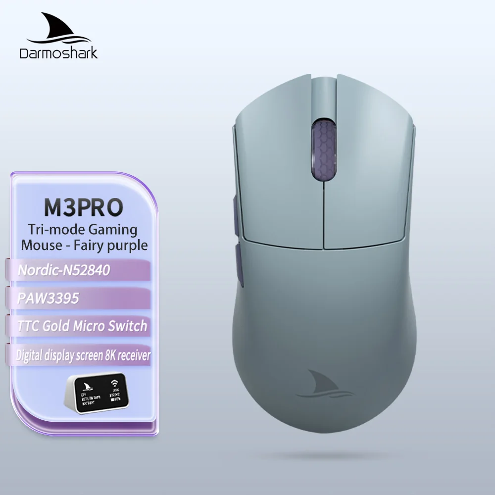 Darmoshark M3Pro 1K/8k Gaming Mouse 2.4G  Wireless Tri-Mode PAW3395 Sensor N52840 26000DPI Big Hand Macro Driver Mouse  Gaming