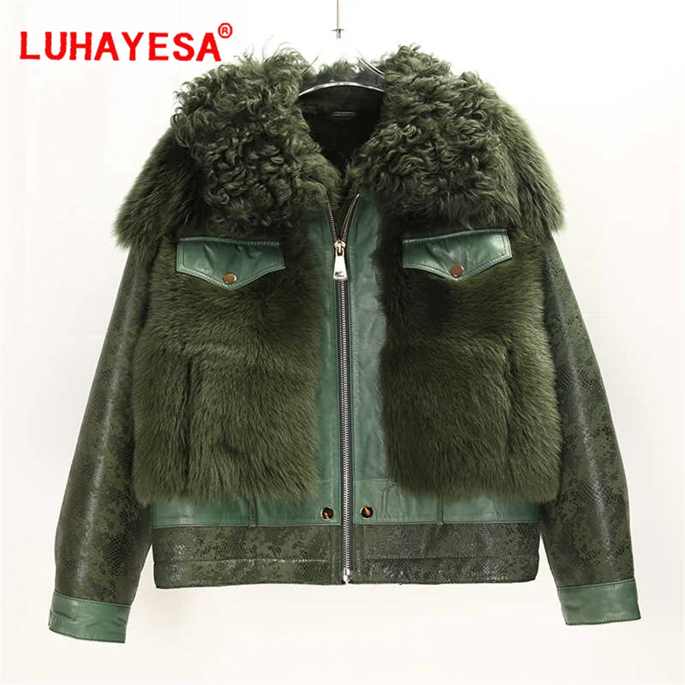 

2024 Top Quality Lamb Fur Shearling Coat Women Winter Elegant Real Fur Jacket Genuine Leather Fashion Natural Fur