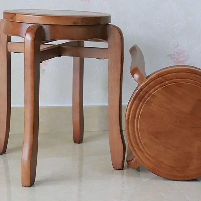 

Solid Wood Round Stool Wooden Stool for Household Use Modern Simple Foldable Dining Table Stools Dining Benches Stools Furniture