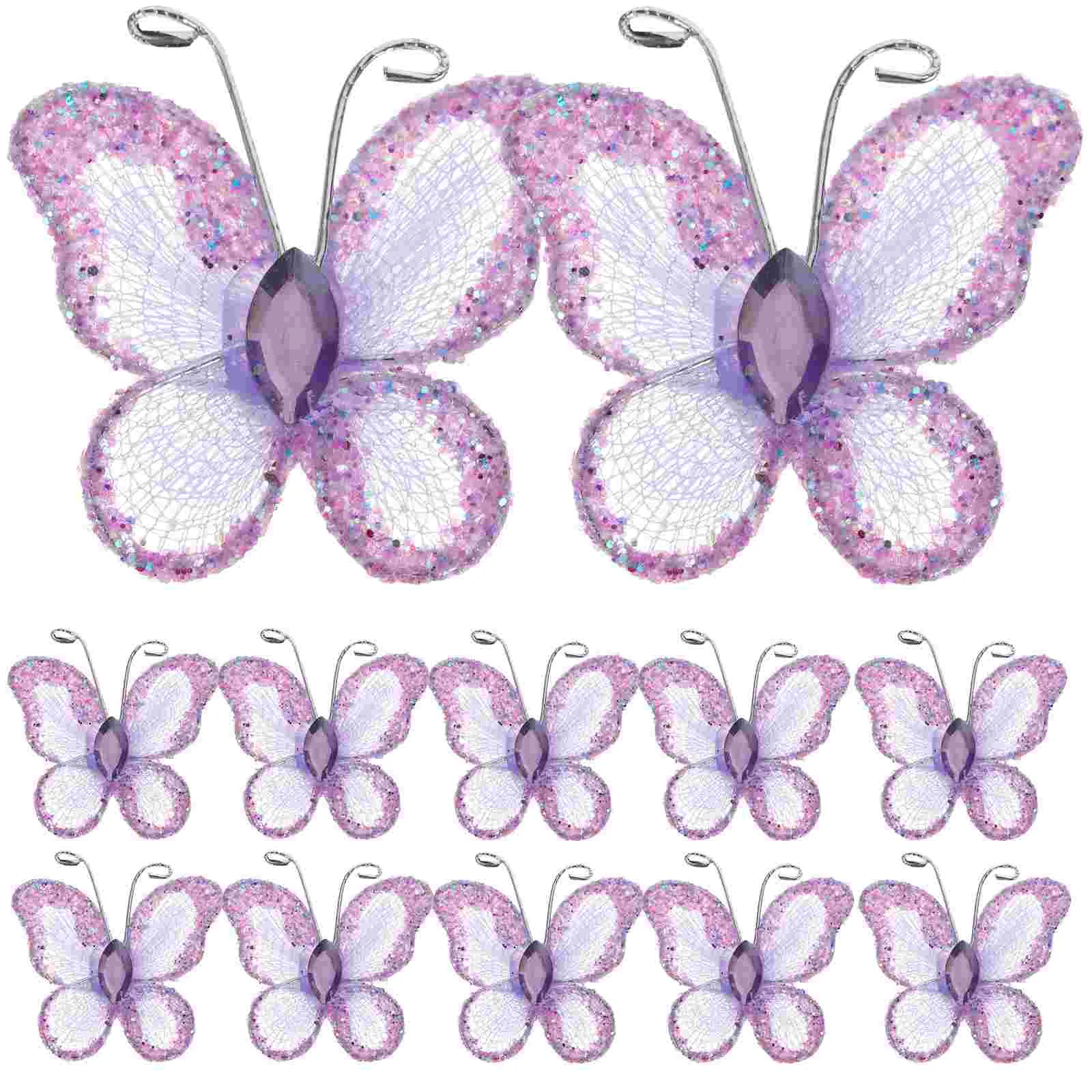 50 Pcs Giant Ornaments Outdoor Decorative Butterflies Wedding Favor Decorate Wired Glittering Miss