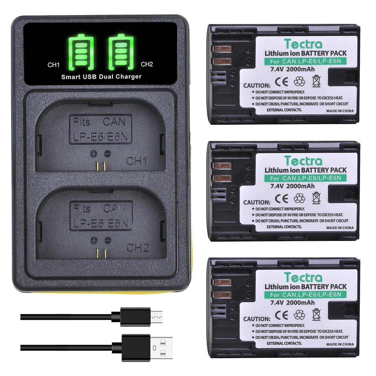 

LP-E6 LP-E6N LPE6 Battery + Charger for Canon EOS 5D Mark II/III/IV, 5DS, 6D, 7D, 60D, 70D, 80D,90D,EOS R, R5, R6, RP