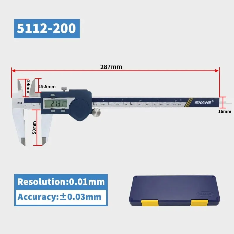 SHAHE Gehard roestvrij staal Digitale schuifmaat Elektronische schuifmaat Micrometer meetinstrumenten