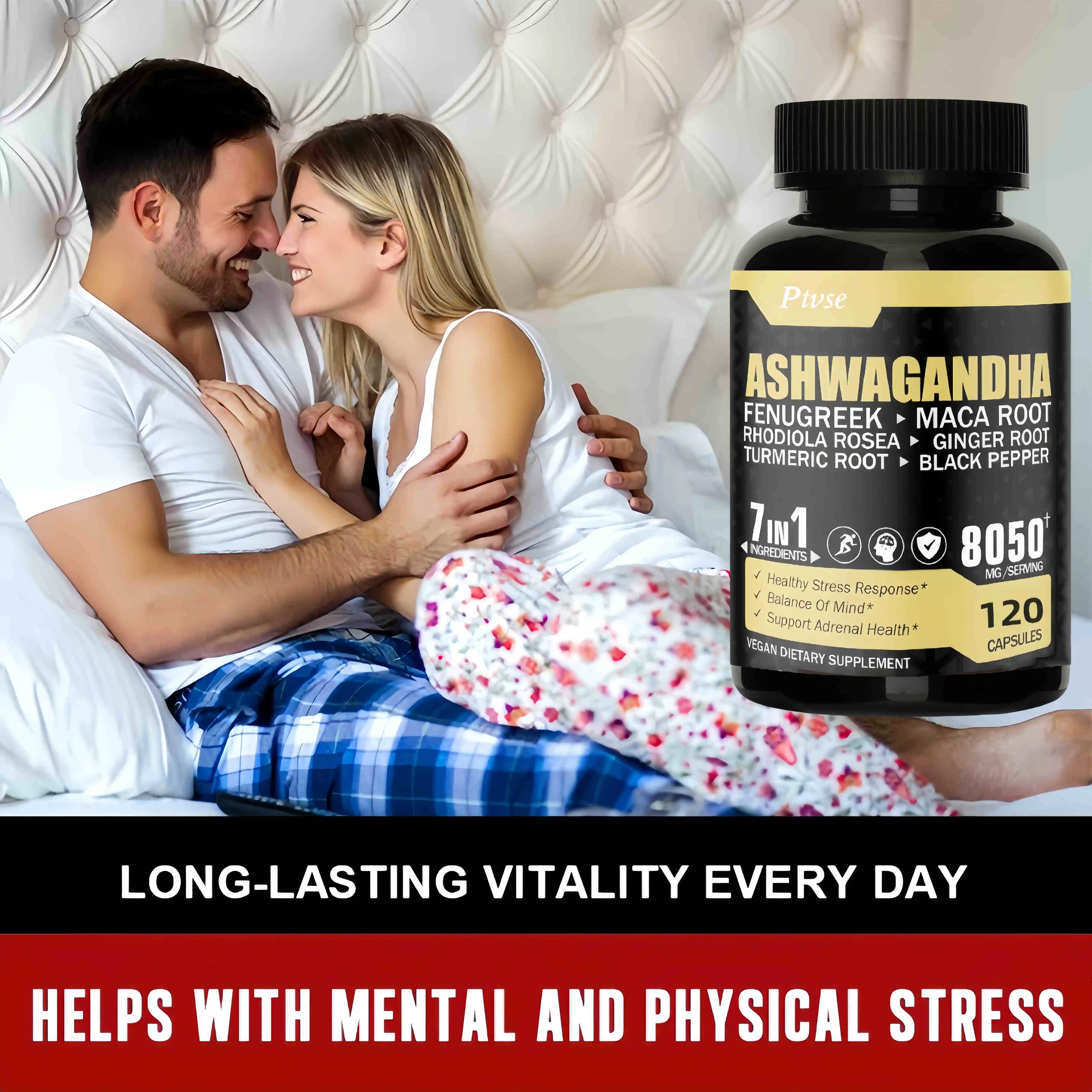 Ashwagandha Capsules Help Brain & Memory & Focus Health Anti Stress Health Sleep Benefit Immunity Vegetarian Capsules