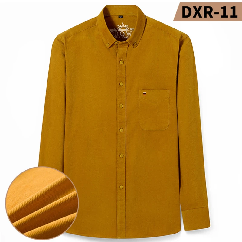 Men's large size pure cotton corduroy long-sleeved shirt for young and middle-aged casual, iron-free and versatile men's shirt