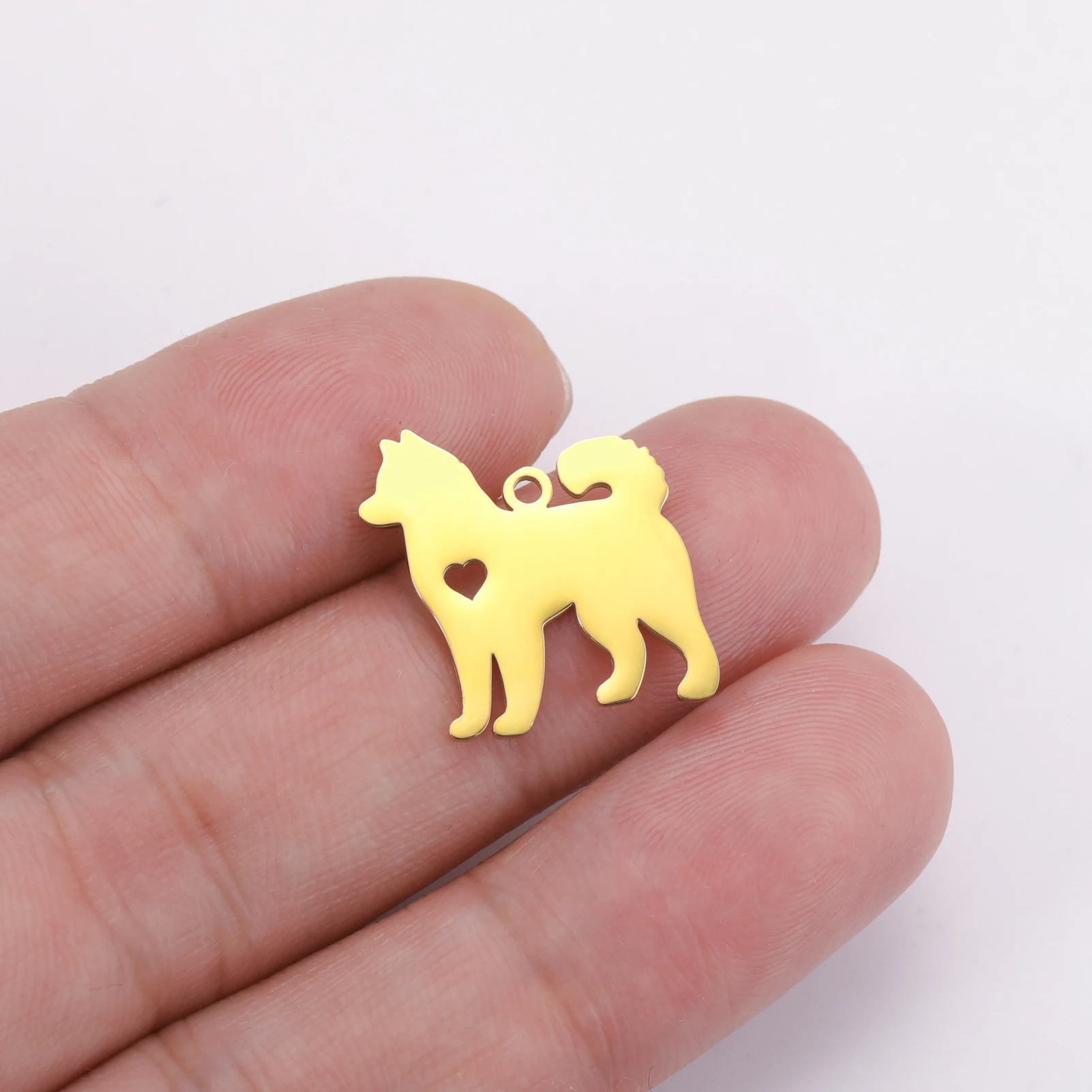 5 pieces/batch Cute Sausage Dog Wolf Pendant Stainless Steel DIY Earrings Bracelet Jewelry Fashion Jewelry Making