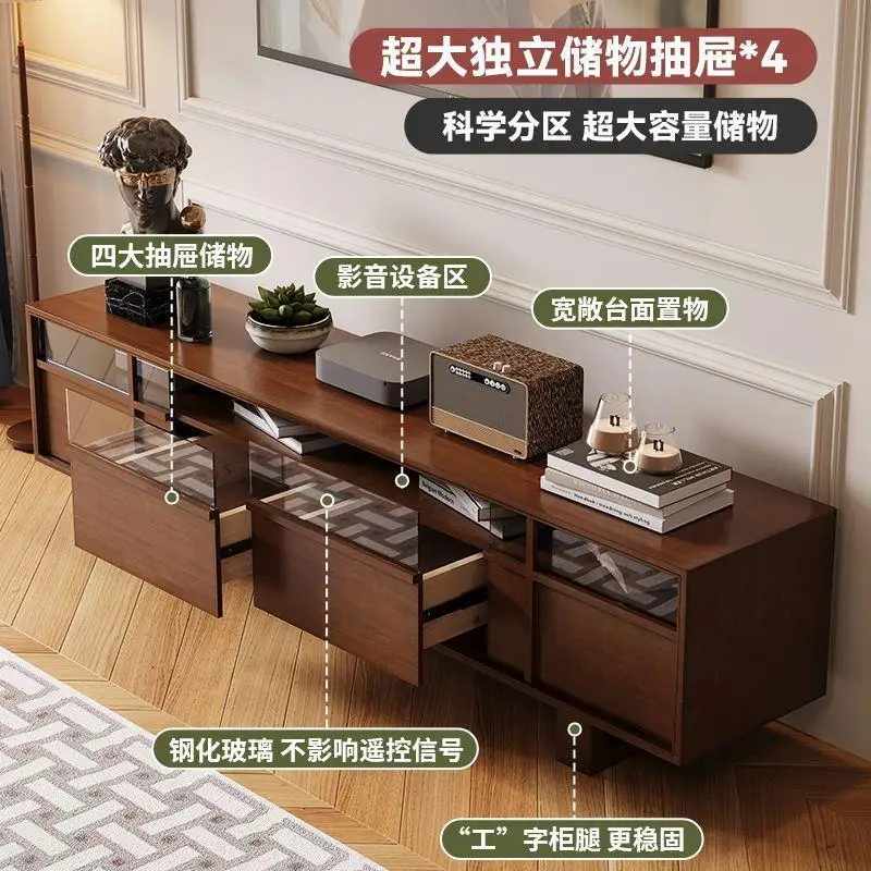 Retro solid wood TV cabinet, living room home storage locker, bedroom room TV video cabinet