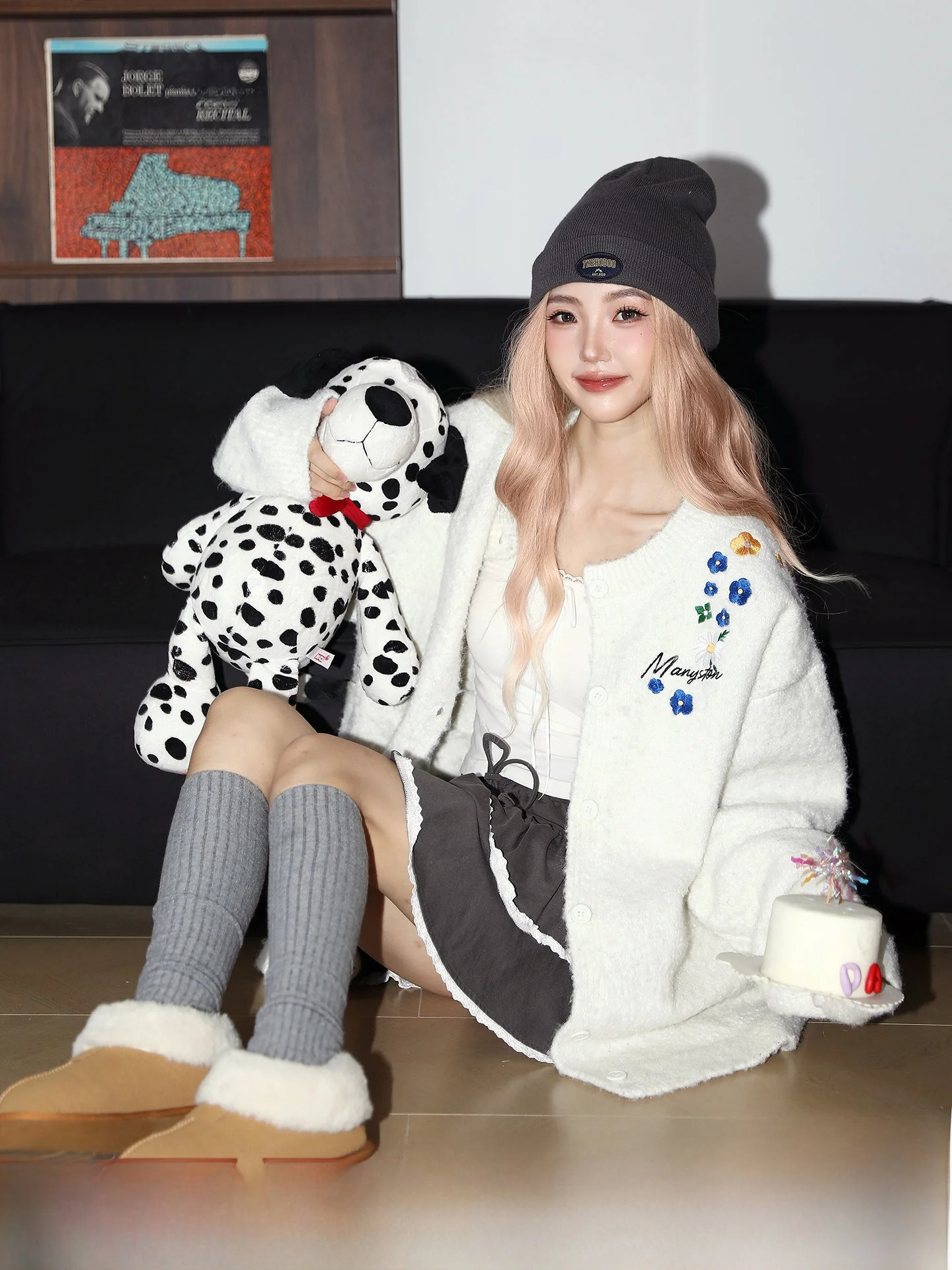 

Manyston American Sle Embroidered Open Cardigan Sweater Women's Loose Fit Knitted Outerwear Autumn Winter Lazy Sle