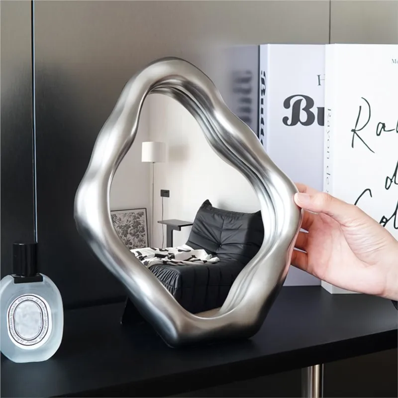 French Style Irregular Makeup Mirror Bedroom Minimalist Desktop Decoration Mirror Hosehold Tabletop Mirror Shooting Prop ZI666