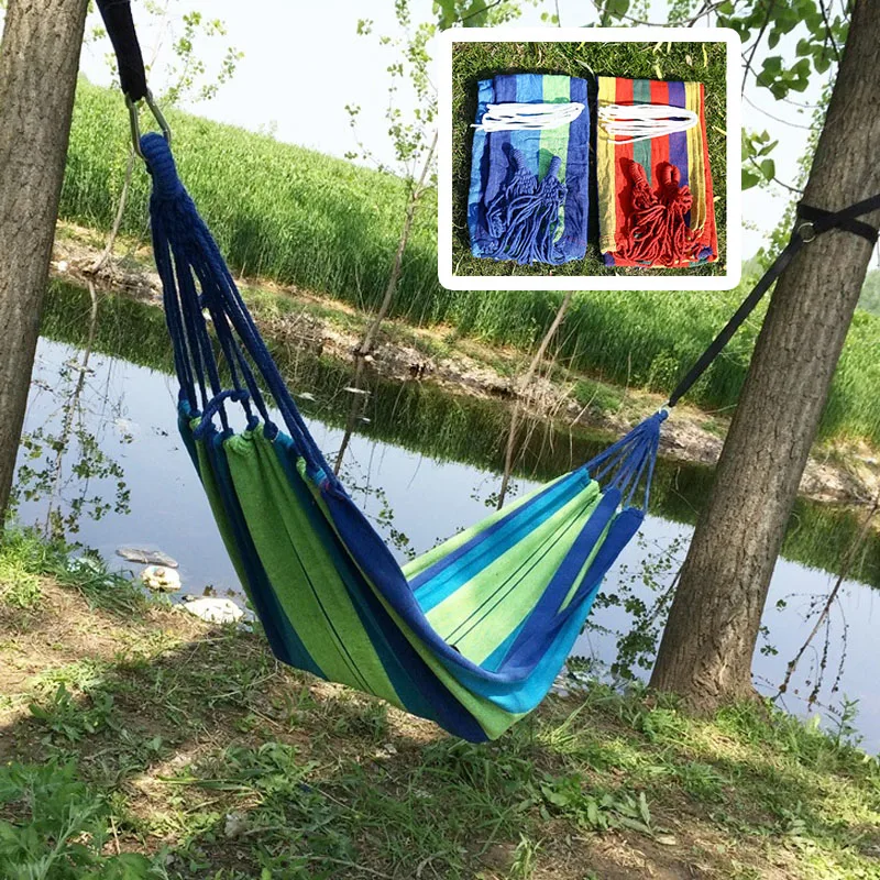 280*80cm Canvas Hammock Home Garden Anti-Rollover Colorful Hanging Bed Outdoor Camping Travel Hunt Rest Hanging Swing Hammock