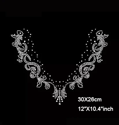 4 шт./партия (30x26 см) воротник цветочный узор Горячая фиксация Стразы теплопередача Стразы для украшения своими руками шитье (искусство)