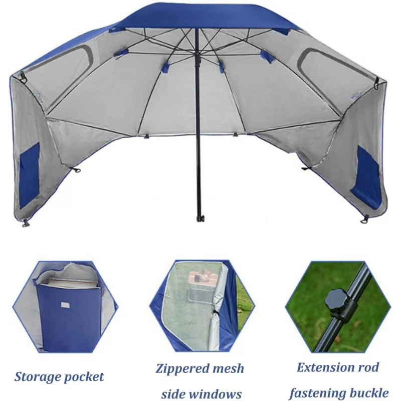 Windproof Beach Umbrella UPF 50+ With Sand Anchor & Tilt Portable Foldable Sunshade For Patio Garden Pool Backyard Lawn Outdoor image 3
