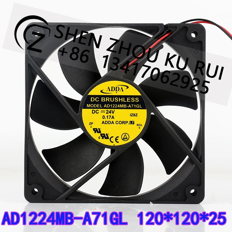 

ADDA 24 В 0,17 А 12025 120X120X25 мм 12 см 2-проводной бесшумный корпус преобразователя частоты AD1224MB-A71GL охлаждающий вентилятор