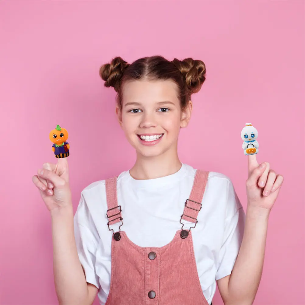 

10Pcs Cartoon Finger Puppets PVC Material Halloween Storytelling Puppet Preschool Interactive Learning Finger Toys