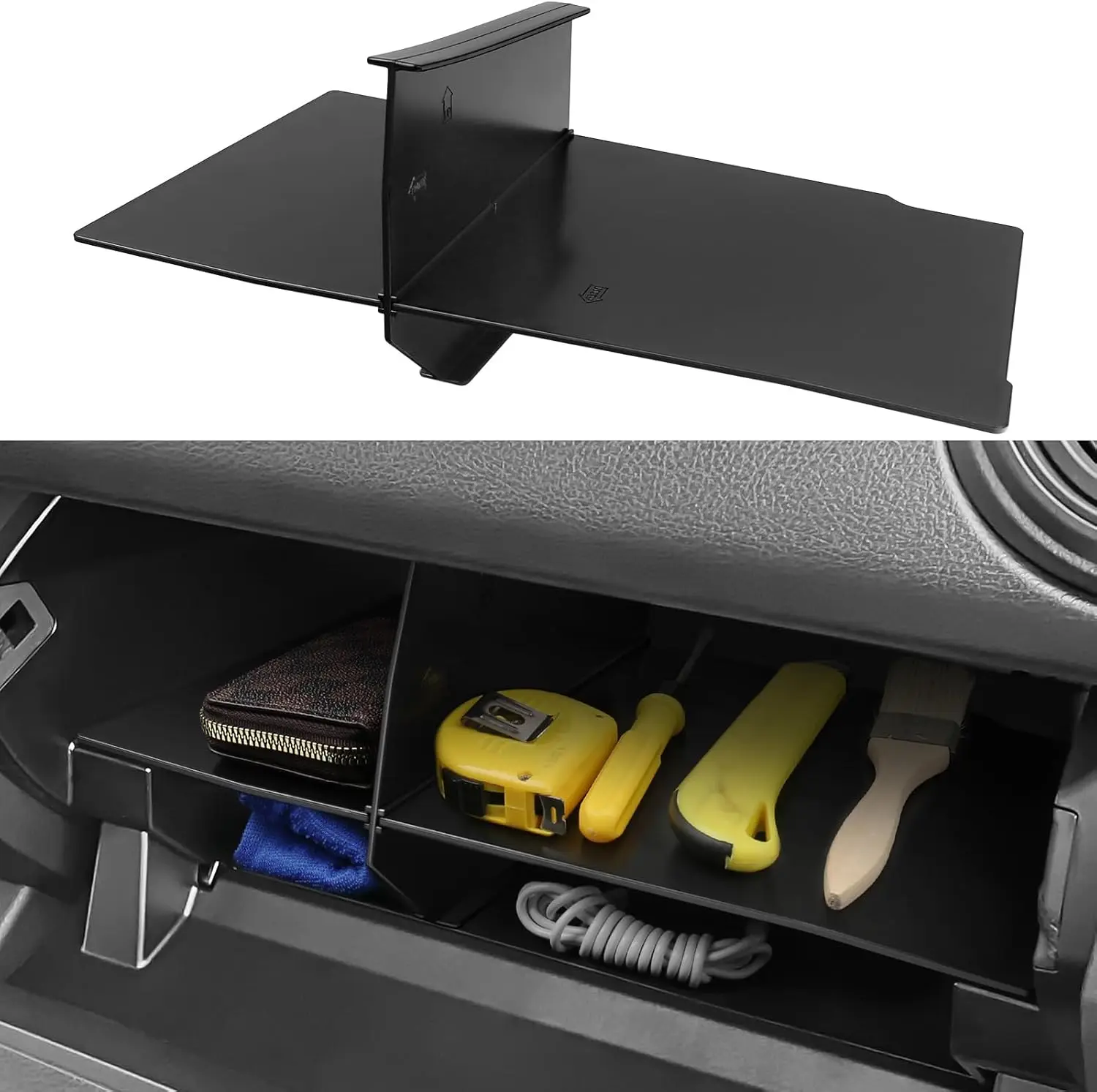Glove Box Dividers Organizer Compatible with Toyota 2016- 2023 Tacoma Accessories Black ABS Material Center Console Organizer
