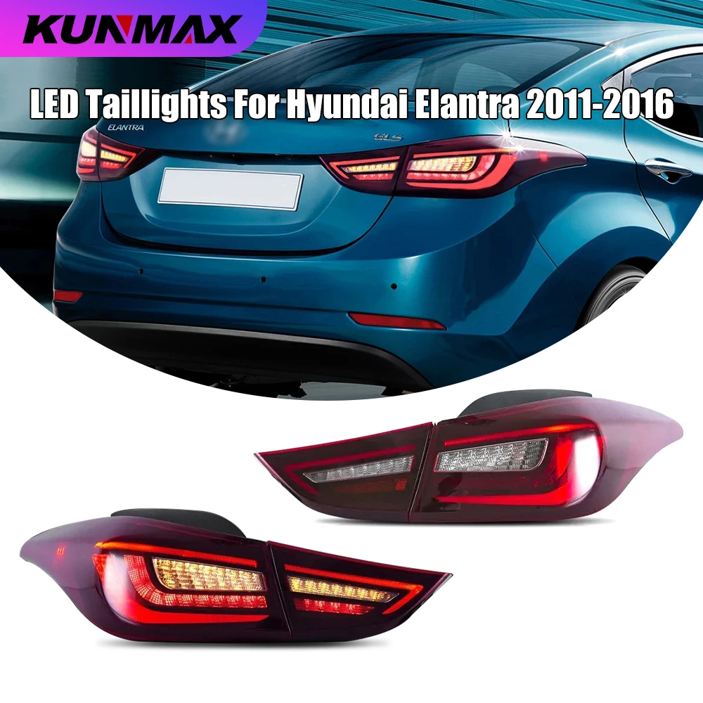2PCs Car Tail Light Assembly For Hyundai Elantra 2011-2016 Brake Light With Turning Signal Light Car led Tail light