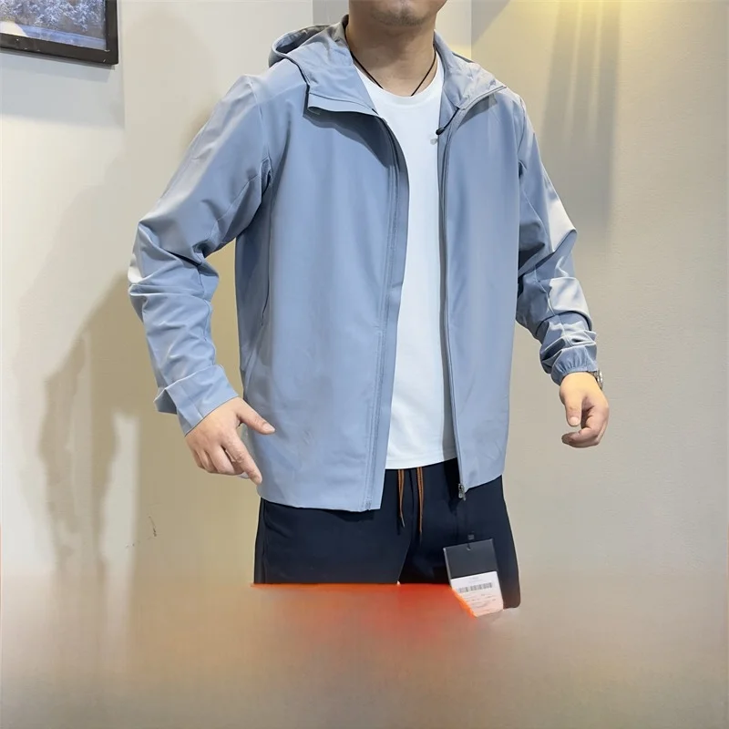 High-End Outdoor Men's Jacket Breathable Quick-Drying Sun-Protective Coat Standard Fit Long Sleeve Hooded Casual Spring Autumn