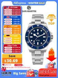 San Martin 40mm Stainless Steel Classic Men Diver Watch Japan NH35 Automatic Mechanical Sapphire Waterproof 300m SN0111