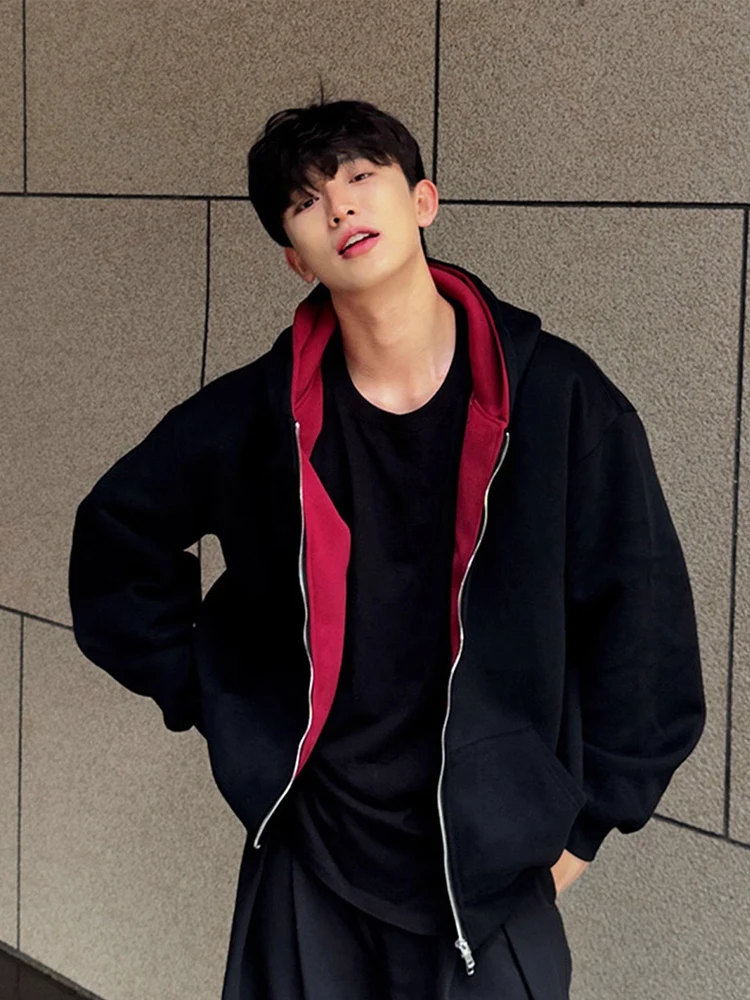 

Мужской кардиган Bla American Sle с капюшоном, укороченное пальто с жесткими плечами, модный осенний повседневный стиль, смесь хлопка и полиэстера