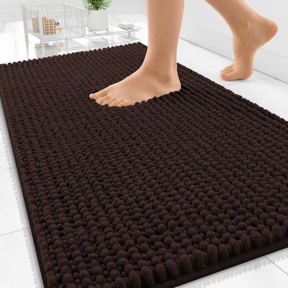 

Плотные впитывающие коврики для ванной из синели 36x24 с резиновой основой, легко моются и сушатся, для ванной, душа, домашнего декора, коричневые