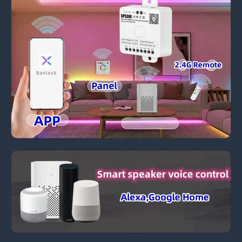 5V-24V Wielofunkcyjny SP530E SPI PWM 5CH Wszystko w jednym Kontroler LED RGB RGBW RGBCCT Sk6812 WS2811 5050 3528 12V Taśma LED