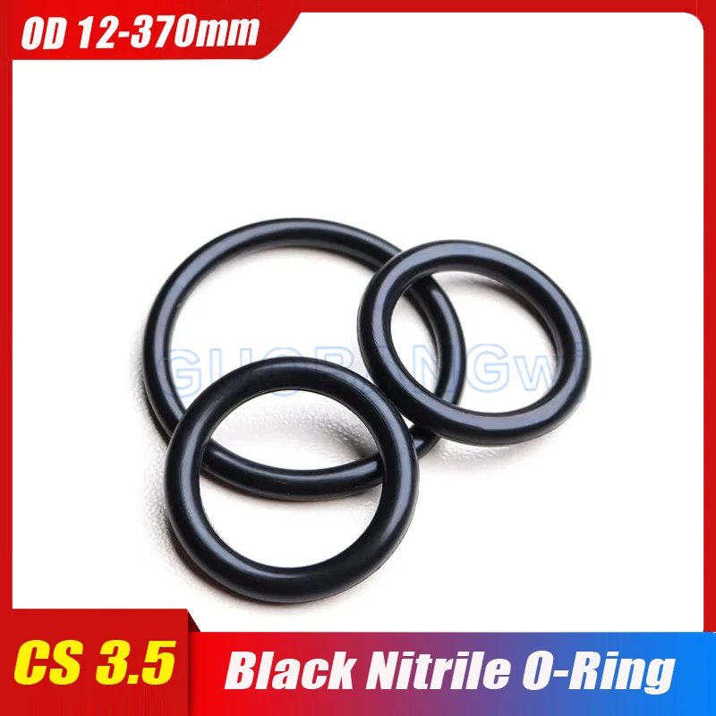 

Black Nitrile Rubber Silicone Rubber O-ring Group Seal Ring Gasket CS 3.5mm OD12mm-370mm High Pressure Repair Oil Belt Seal Ring