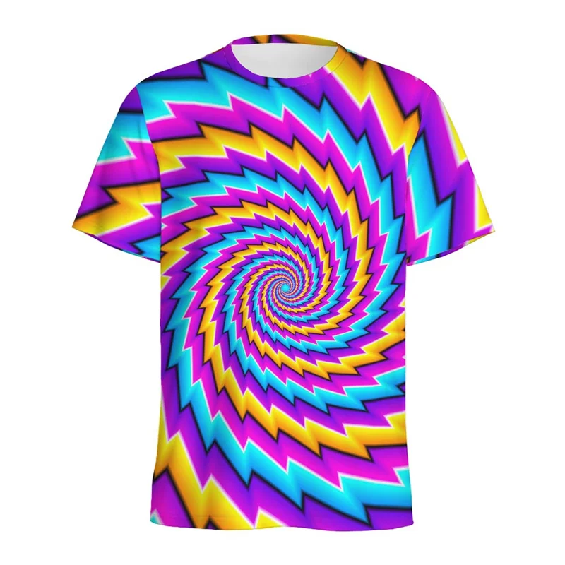 Abstract Dizzy Pattern T-shirt Men Round Neck Short Sleeve Tops 3d Printed Optical Illusion Graphic Tees Women Street T Shirt