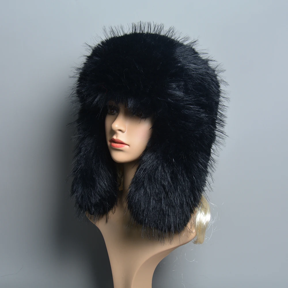 Hot High-end Luxury Artificial Hat Unisex False Raccoon Fur Hat Lei Feng Cap Ear Cap Real False Fur Hat 100% Top False Hat