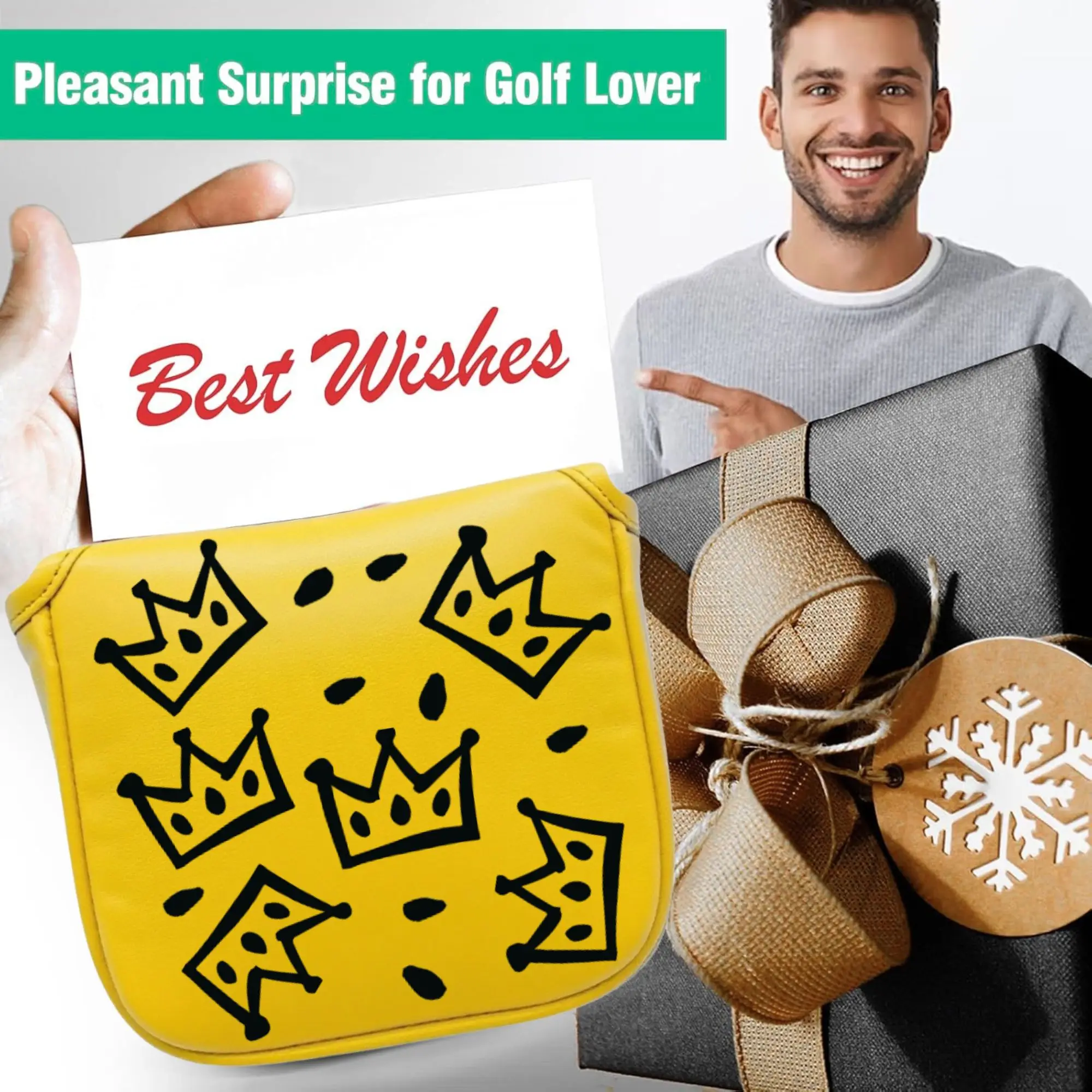 مضحك جولف مطرقة مضرب مع تصميم التاج ، غطاء مضرب الغولف غطاء ، مضحك إكسسوارات الغولف للرجال لاعبي الغولف أبي هدية الكريسماس