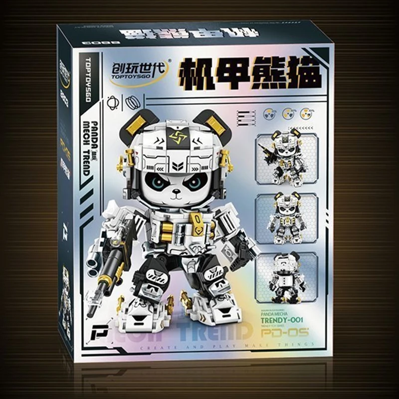 2025 New Trendy Mecha Panda Building Blocks Assembly Model Toy