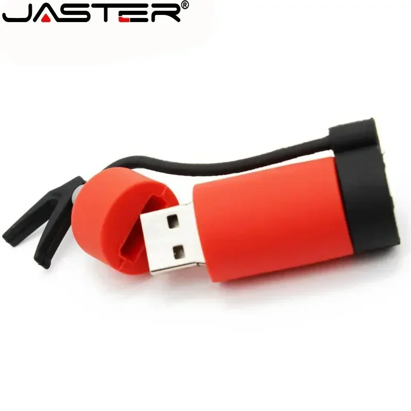 Clé USB en forme de stylo de dessin animé pour extincteur, modèle d\'incendie de sécurité, disque U, capacité réelle 64 Go