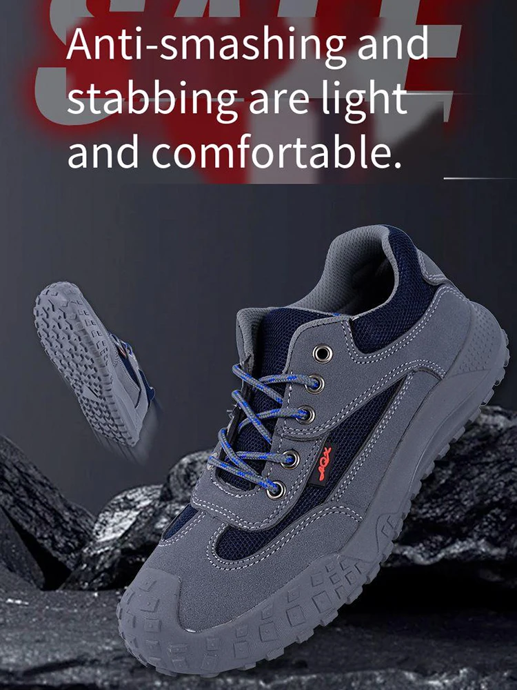 Labor Protection Shoes Men Anti Smashing Anti Piercing Lightweight Breathable Steel Toe  Construction Site Shoes
