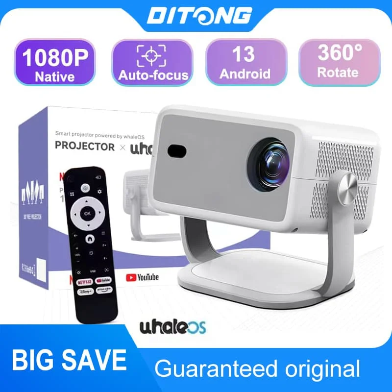 DITONG P4 Projector Netflix Certification 1080P Native Mini LED Portable Full HD 1920*1080P Keystone Correction For Home Theater