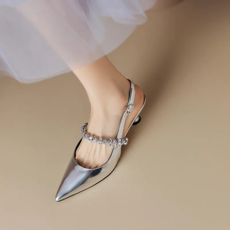 

Women's High Heels Sandals Sexy Pointed Sandal Shiny Crystal Sandals for Women Luxury Rhinestones Banquet Sandal Sandalias Mujer