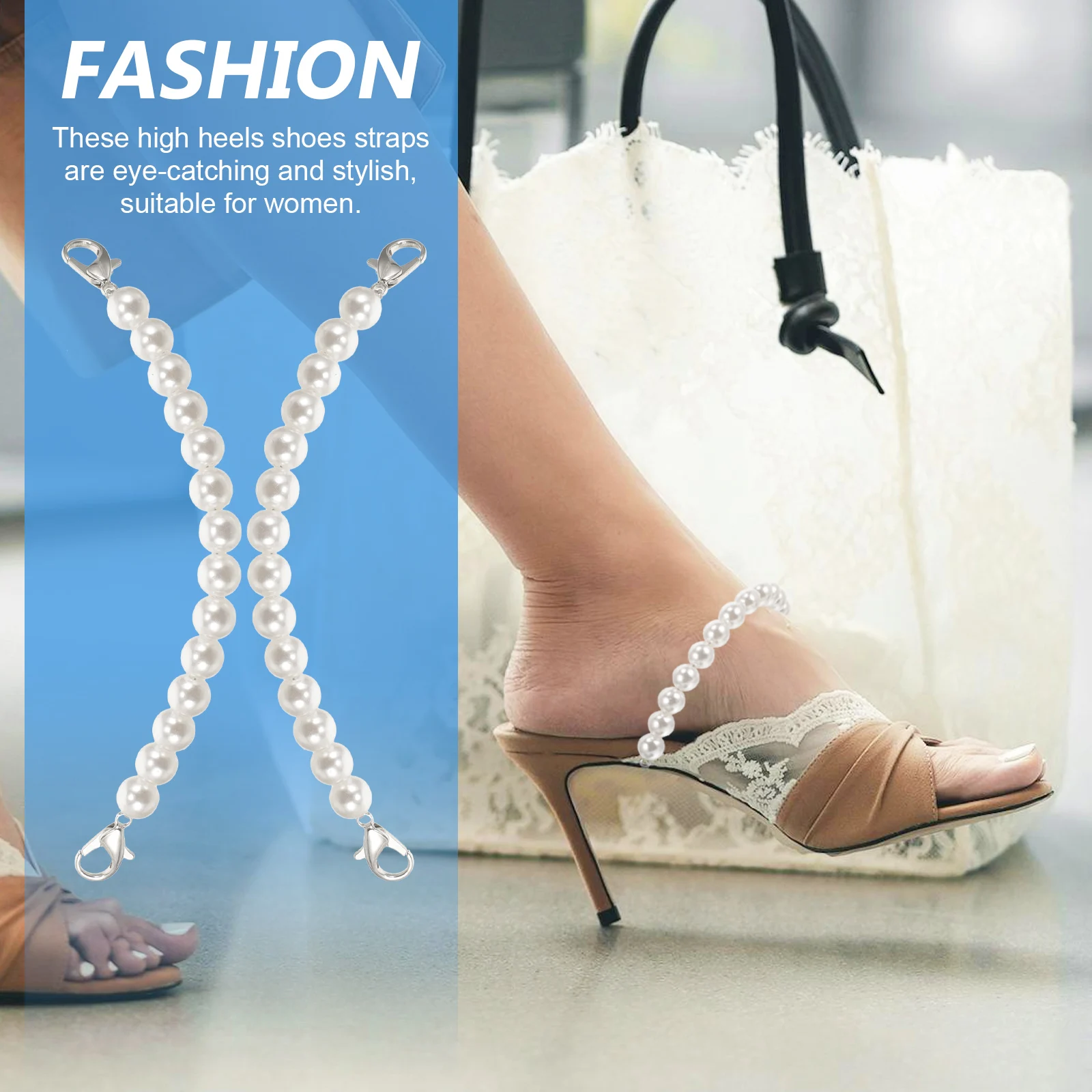 

2 Pcs Adjustable Buckle Heel Straps Anti Shoe Accessories Silver Short Chain Detachable Ankle Bands for Women High