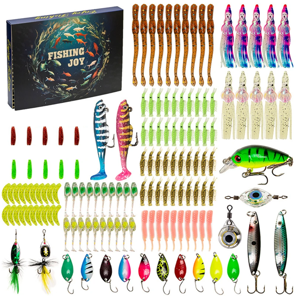 Brand New Mixed Fishing Lure Set Soft And Hard Bait Kit Metal+ABS Jig Spoon Tackle Accessories With Box For Bass Fishing Tackle