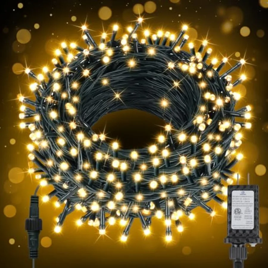 66Feet 200 LED Connectable Christmas Tree Lights, End-to-End Plug 8 Modes Indoor Lights with Timer, Outdoor Indoor Fairy Lights