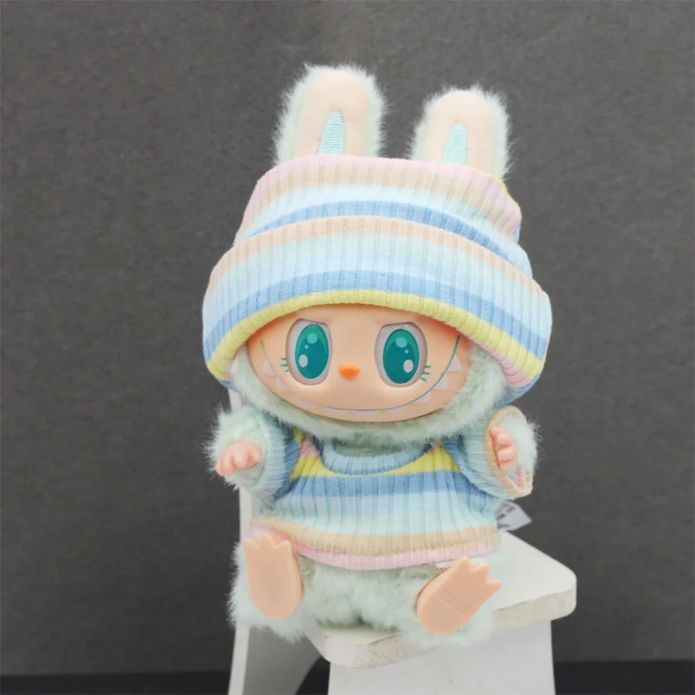 for 15/17cm Ropa Labubu Doll Clothes Match Knitted Hat Sweater Set T-shirt Dopamine Color Matching Fashion Design