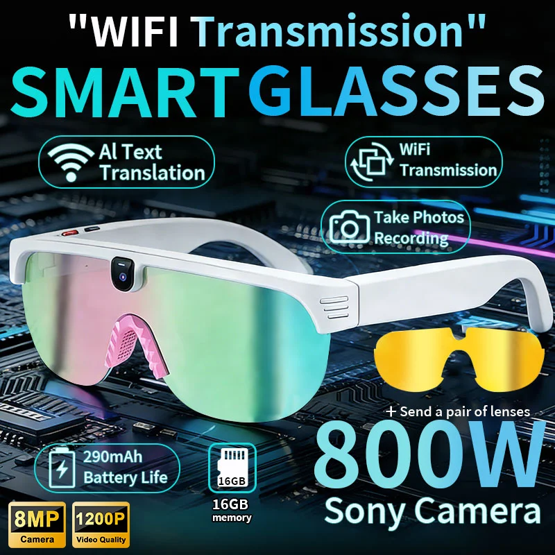 LIGE 8MP Camera Polarized AI Sunglasses Photo 1200P Video Recording Call Chat Smart Translation Glasses For Men Cycling Driving